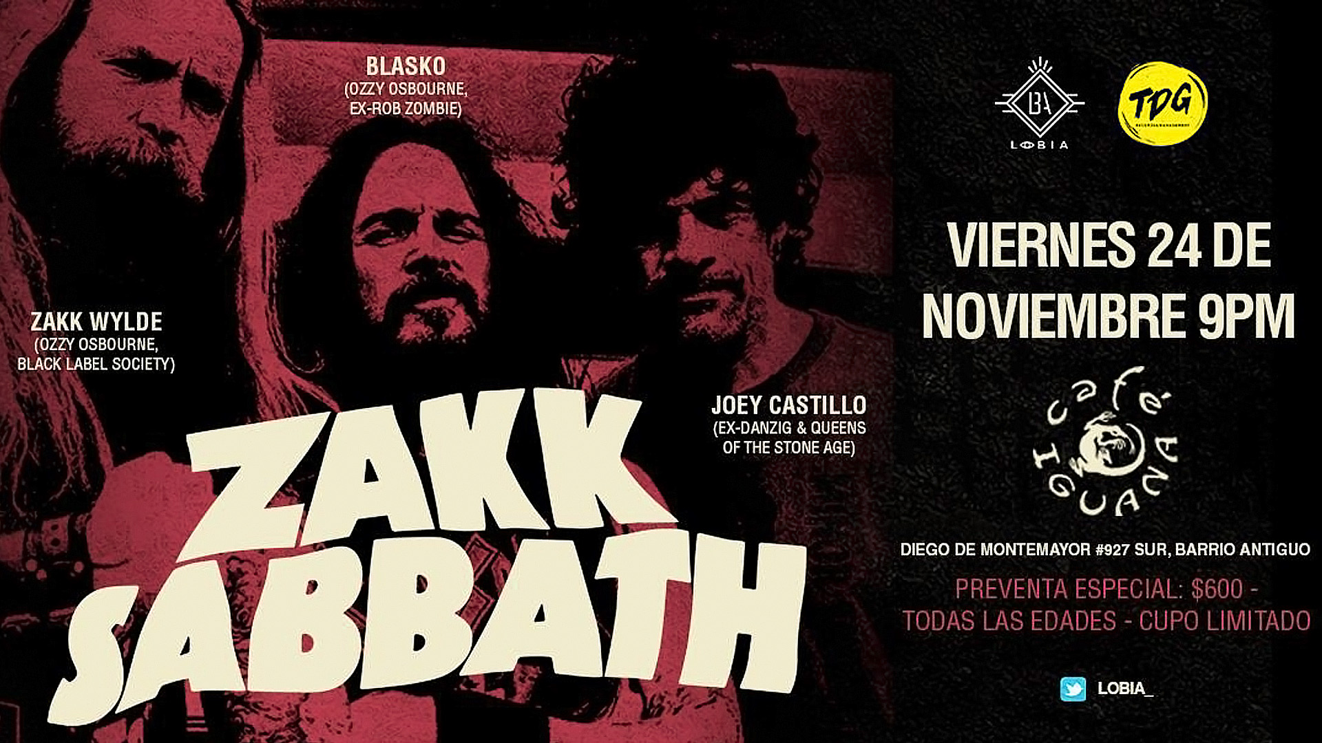 Zakk Sabbath llega a #Monterrey en el CAFE IGUANA