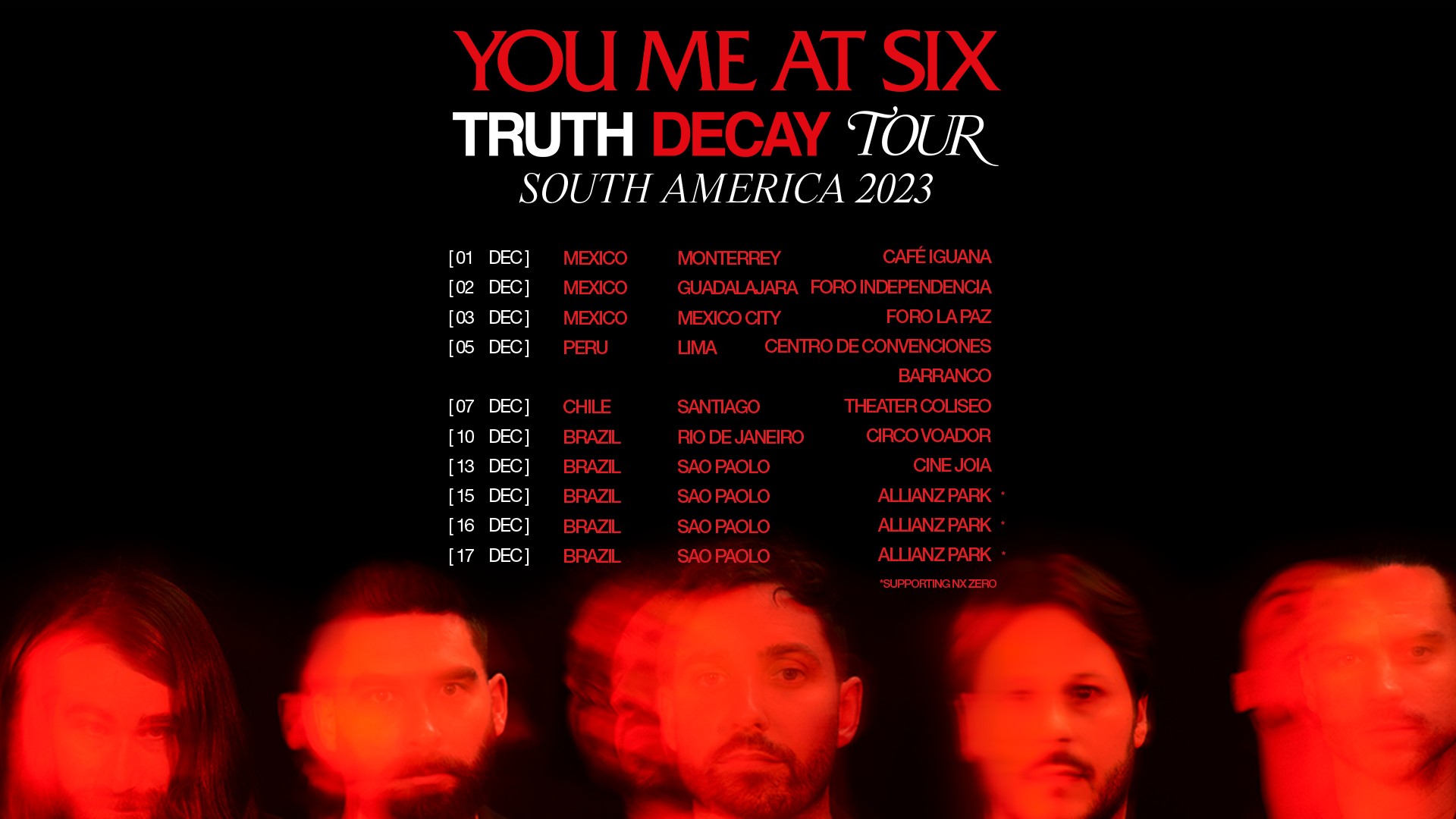 YOU ME AT SIX lanza 3 fechas por México en su Tour TRUTH DECAY 2023.